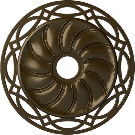 Ekena Millwork Loera Ceiling Medallion (Fits Canopies up to 6 1/4"), 26 5/8"OD x 4 1/2"ID x 1 3/8"P, Brass CM26LOBRS